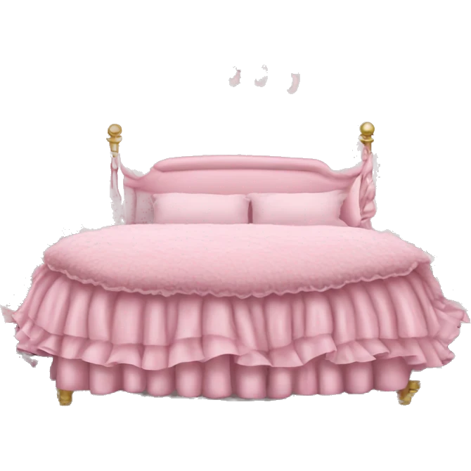 pink bed with ruffles and zebra print and chandelier emoji
