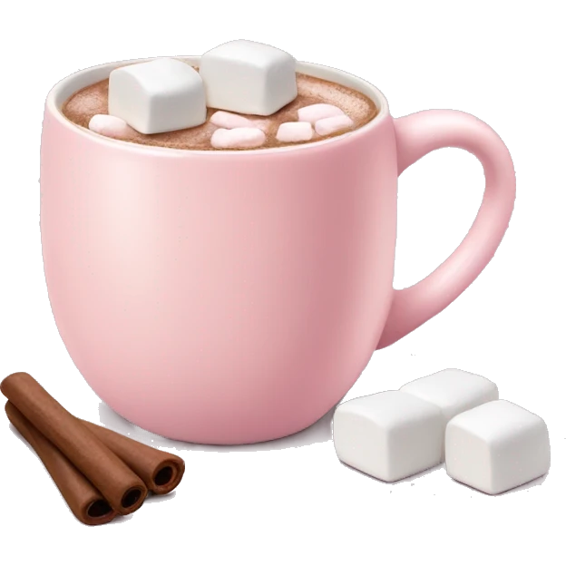 Light Pink mug of hot chocolate with marshmallows  emoji