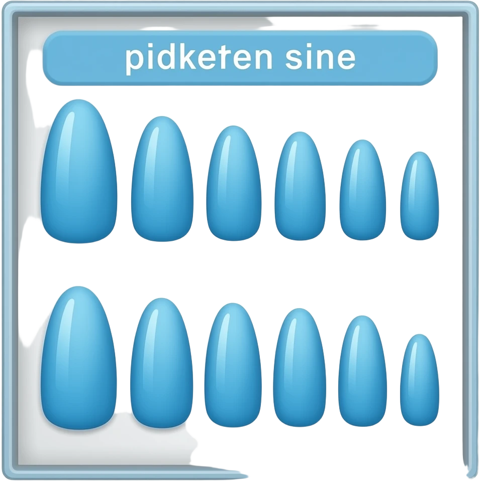 Press on Nail same sizes blue in a box emoji