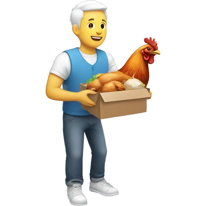 white man bringing chicken as a present emoji