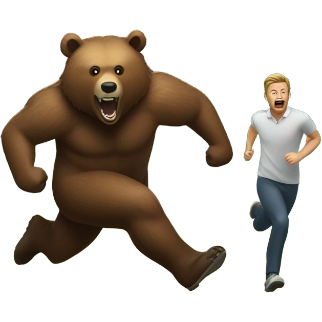 Grizzly bear chasing man emoji