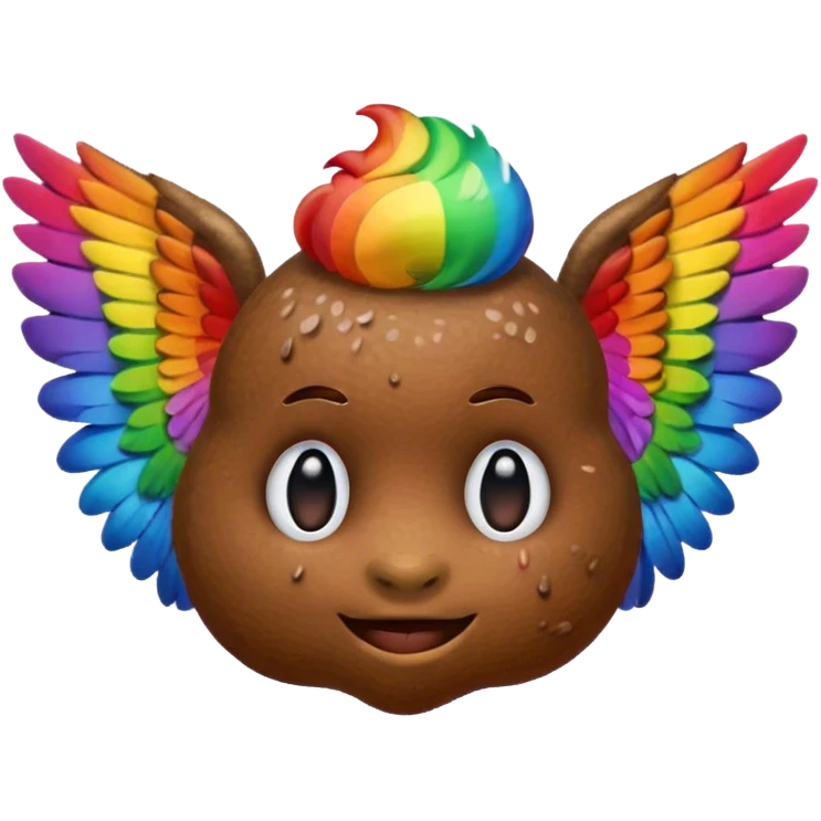 Rainbow Poop emoji face with wings emoji