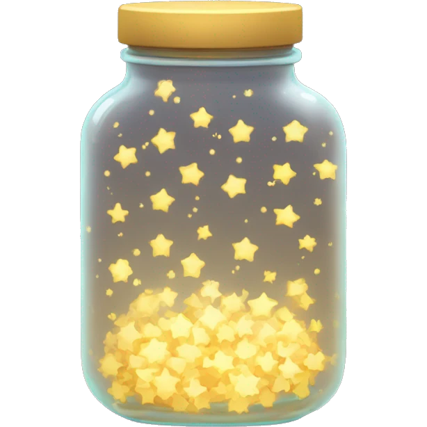 glowing glass jar filled with tiny golden stars emoji