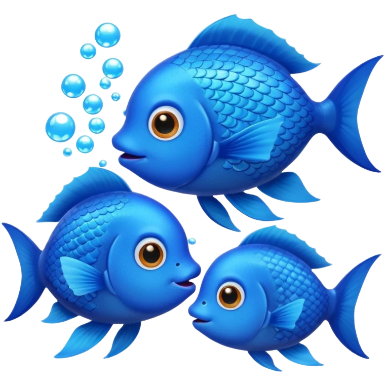 two cute blue fishes kissing emoji