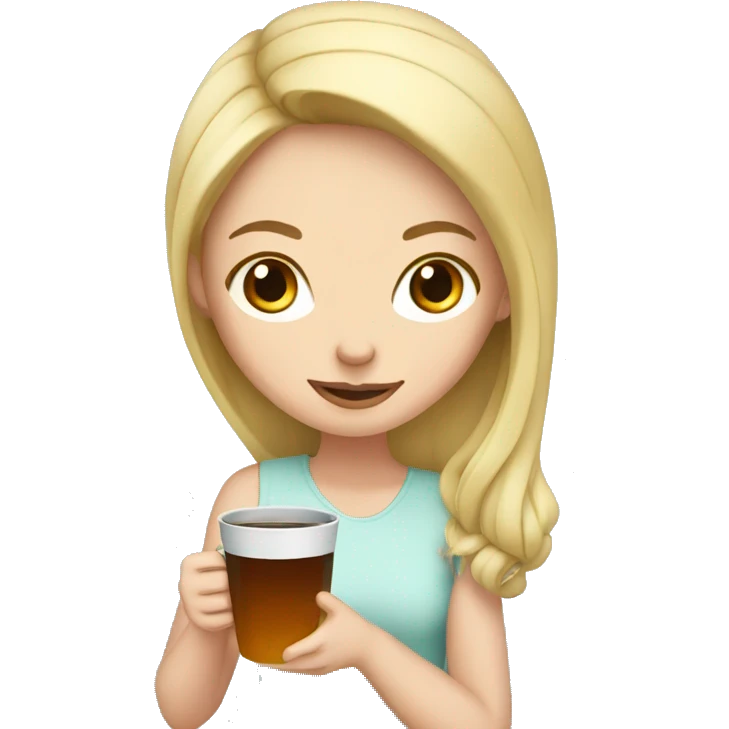 white girl with  drinking tea emoji