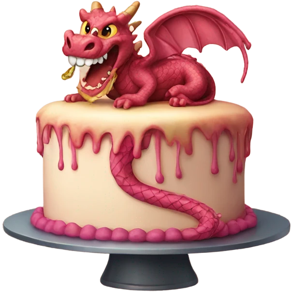 Cake with a dragon emoji