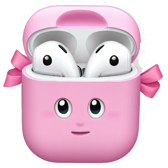 Airpod mac with pink bows on the side emoji