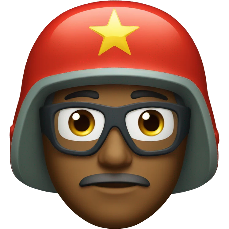 ussr soldier serious with military helmet emoji