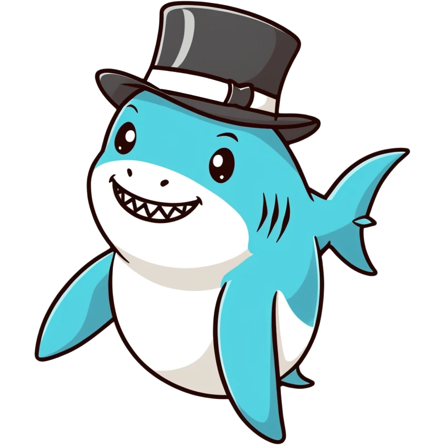 Shark with a top hat emoji