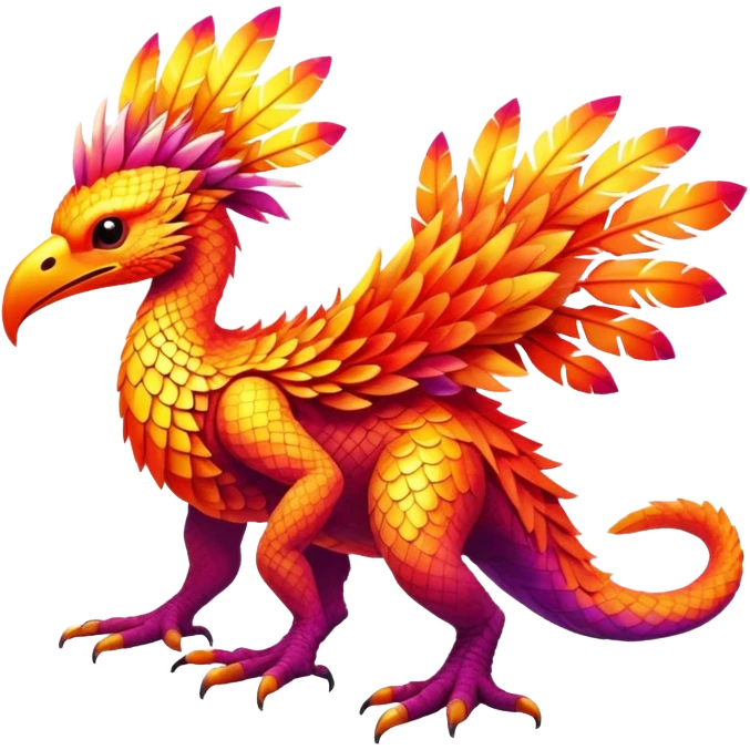 Exotic lush warm-colored neon Fakémon-Fionbri-creature (full body) emoji