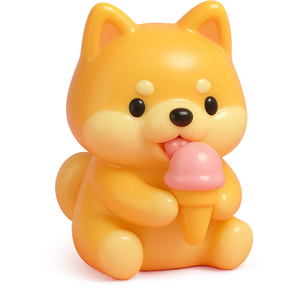 Shiba inu, eating ice cream emoji