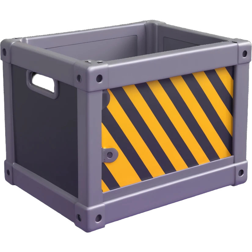 industrial crate, metallic with warning stripes emoji