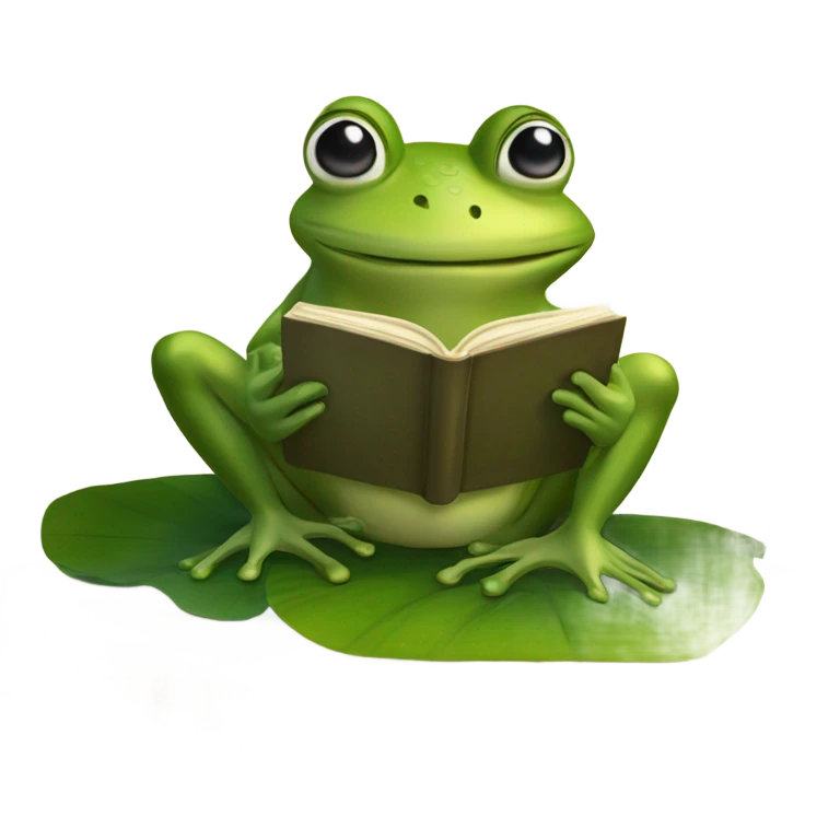Frog reading book emoji