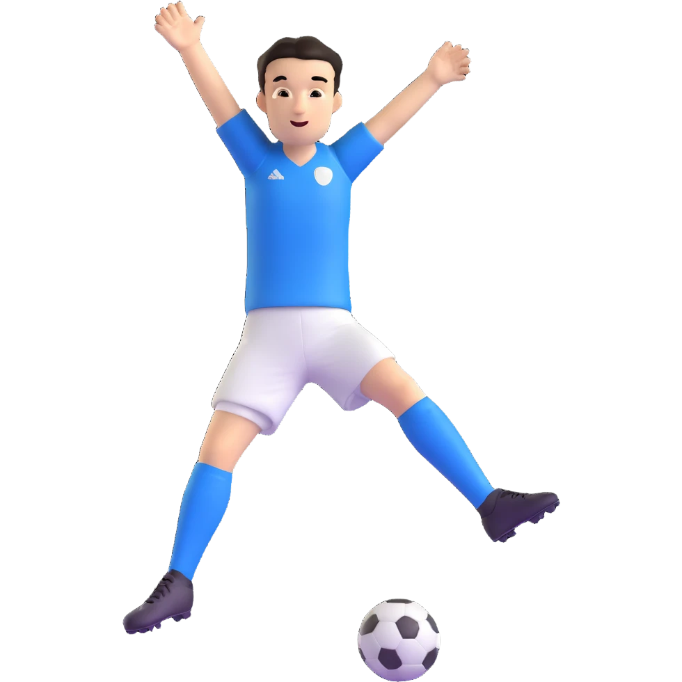 soccer player with short dark hair, athletic build, celebrating a goal, inspired by Cristiano Ronaldo emoji