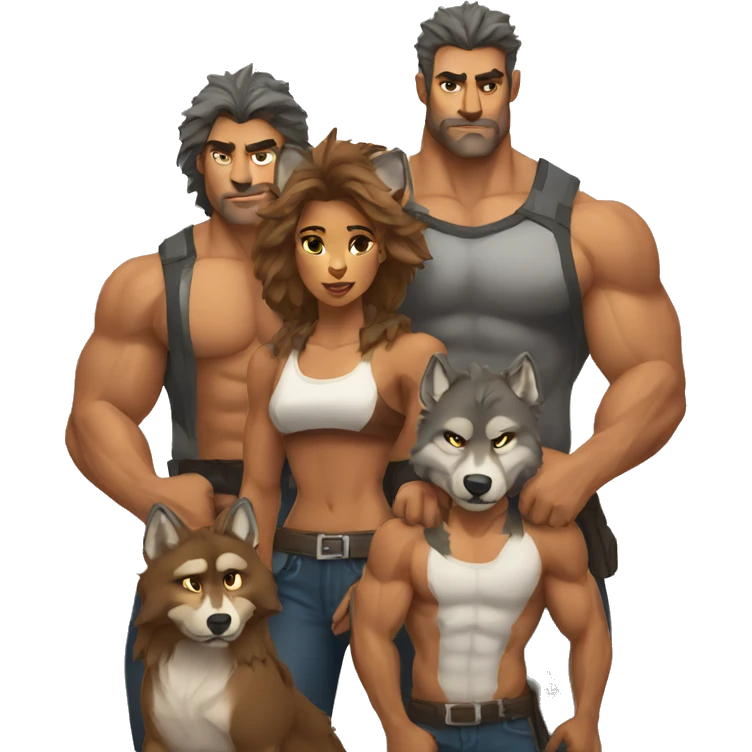 muscular wolf family emoji