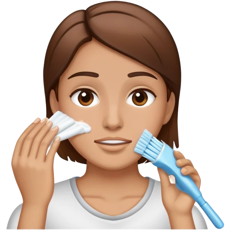 Make me a person that he has a brown hair and he are cleaning his face  emoji