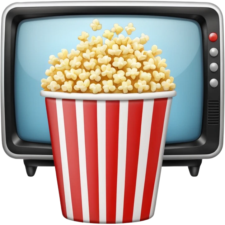 Popcorn in a striped cup and TV  emoji