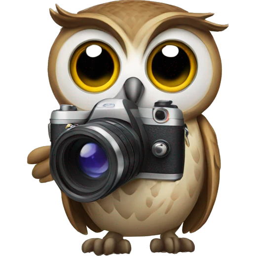 Owl with a camera emoji