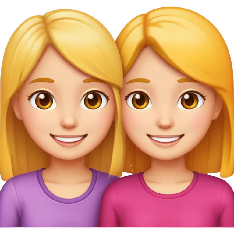 simple and expressive emoji of two girls together, friendly vibe emoji