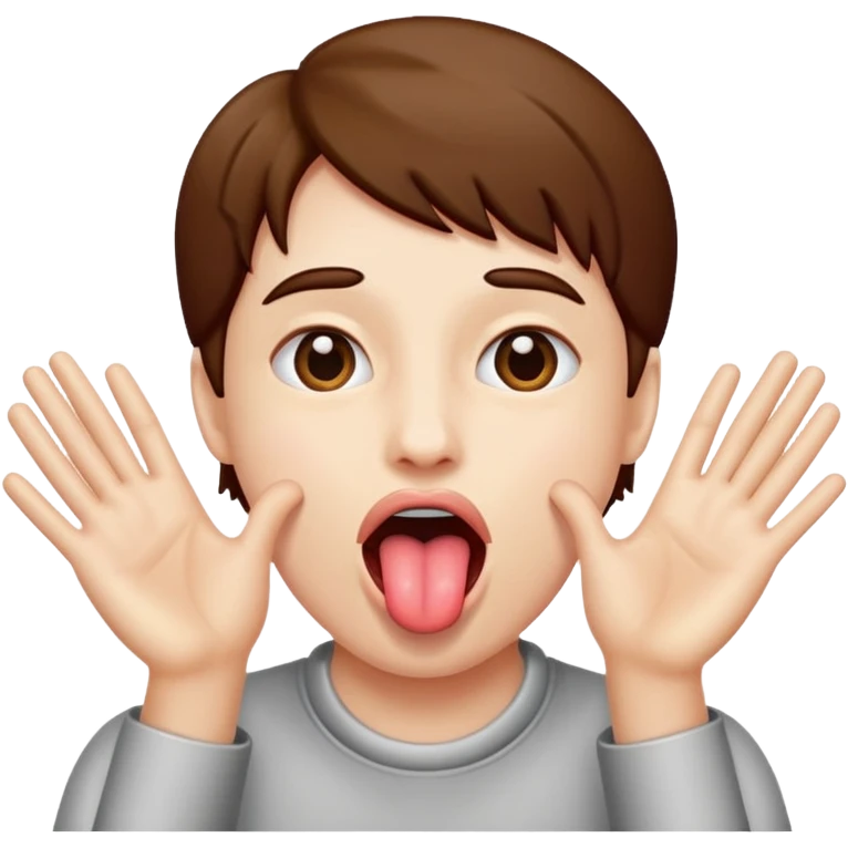 Sticking out tongue with hands out emoji