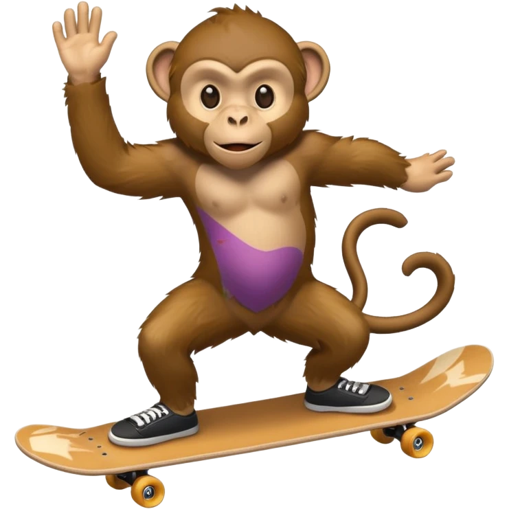 monkey pretending to skateboard emoji