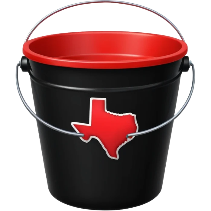 black bucket names in it with red texas on front  emoji