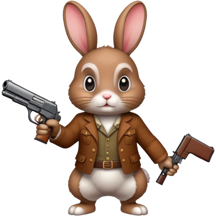 A cartoon rabbit shooting a gun emoji