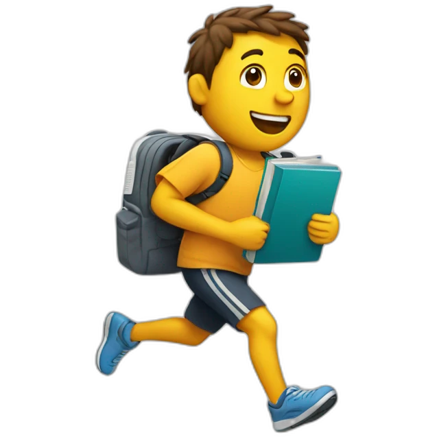 running with books emoji