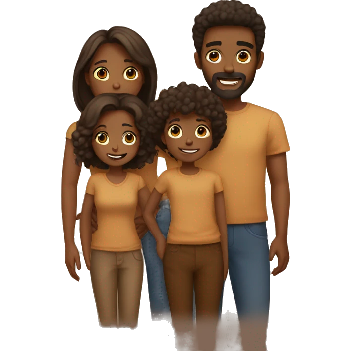 Brown colored aesthetic family emoji