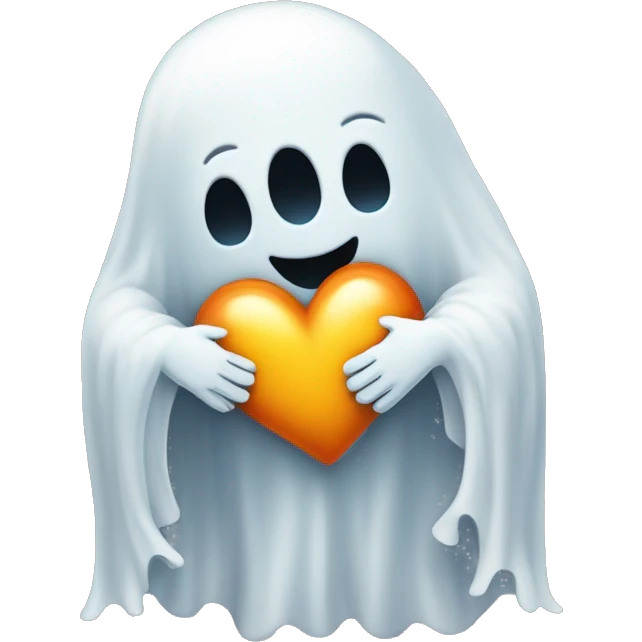 Hugging ghost emoji with a heart  emoji