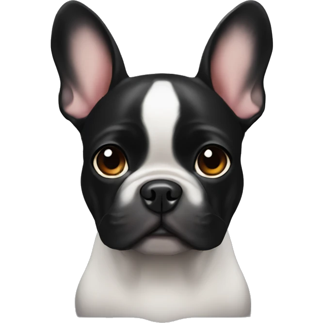 Black frenchbulldog with Cute Face and the Right ear down emoji