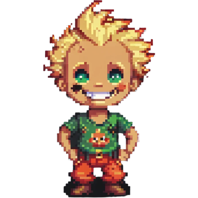 Jack Jack in the style of pixel art, smiling emoji