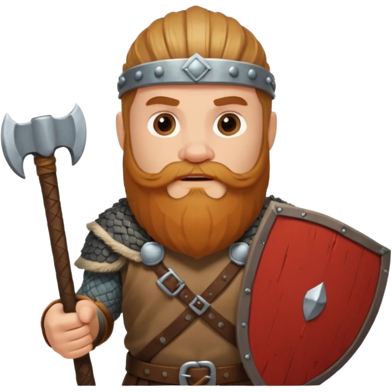 Bearded viking holding axe and shield emoji
