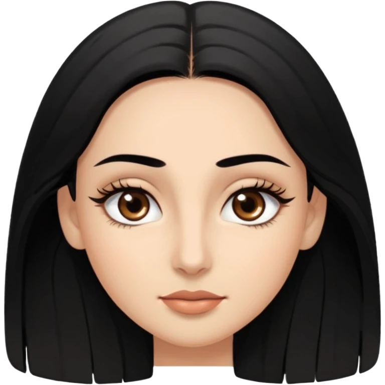 Rostro de forma ovalada con facciones delicadas. Ojos grandes y expresivos de color café oscuro, con pestañas largas y definidas. Cejas oscuras, pobladas y bien formadas color de piel trigeña y cabello largo con cuerpo delgado  emoji