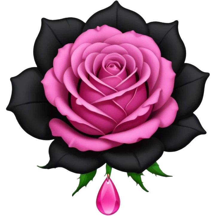emo black rose with a pink teardrop emoji
