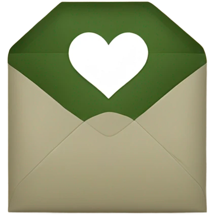 white envelope with a dark khaki green heart emoji