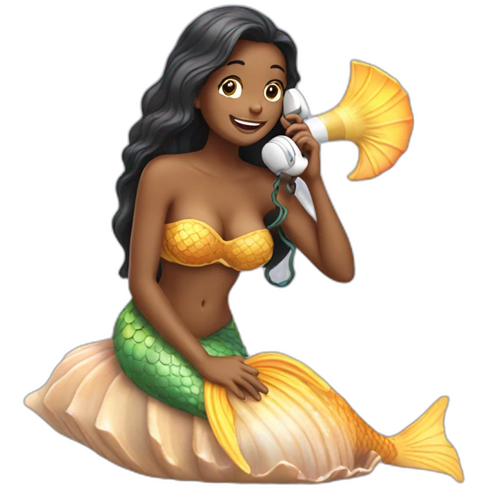 mermaid talking on seashell phone emoji