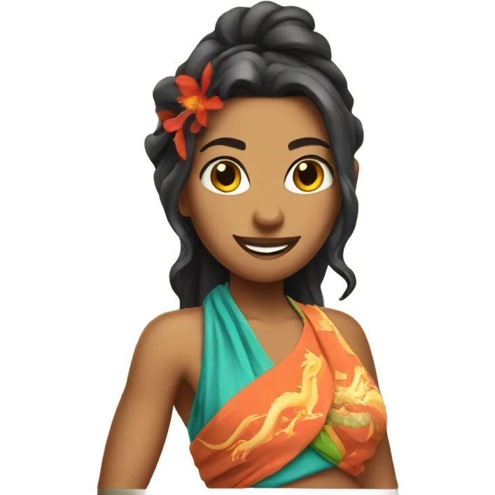 spicy dragon girl in sarong emoji