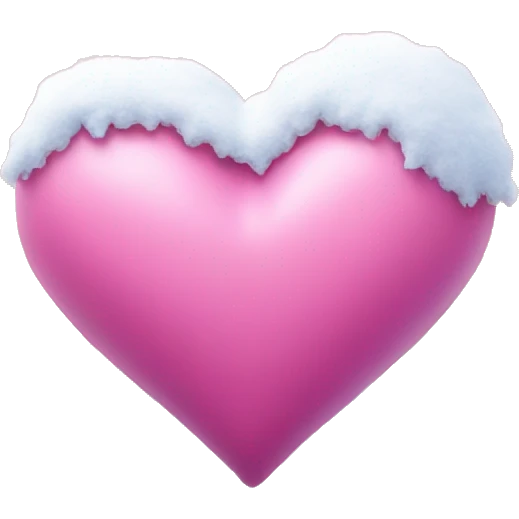 Pink Heart with snow on it and a snowy mountain background  emoji
