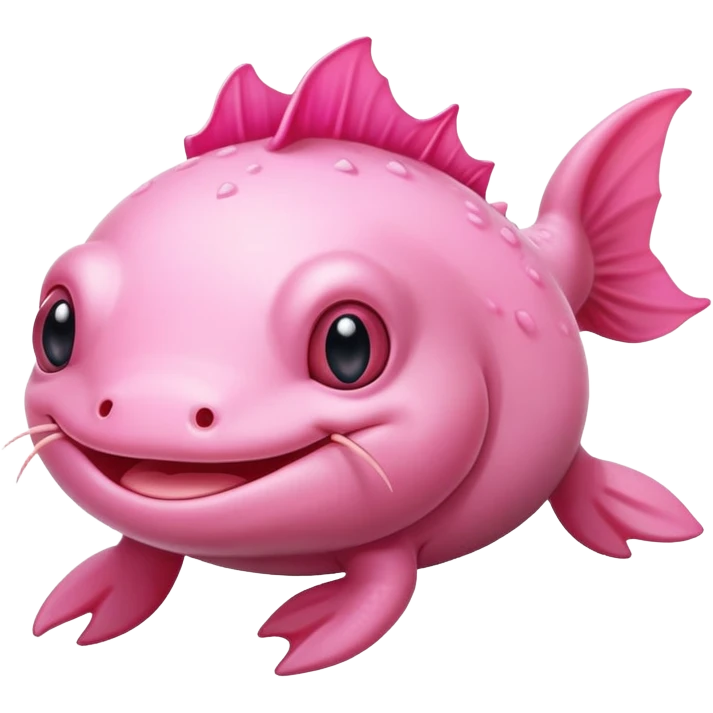 Pink axolotl smiling emoji