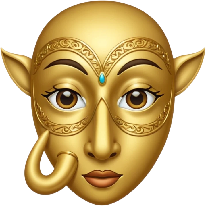 Gold mask covering only eyes with a long nose emoji