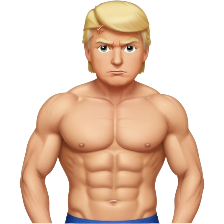 Donald Trump with six pack abs, muscular figure, blonde hair emoji