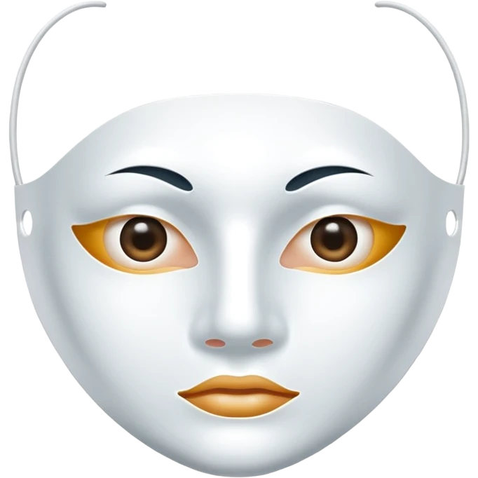 a sheet of white mask pack for face skincare beauty, transpalent holes on eyes and mouth, without real eyes and mouth emoji