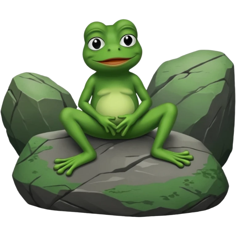 pepe the frog sitting on rock emoji