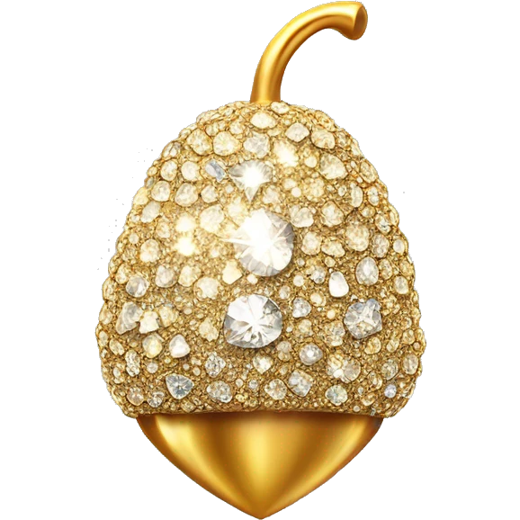 sparkling diamond Acorn like diamond with stem made of gold emoji
