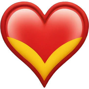 Heart emoji with top half yellow and below part red. emoji