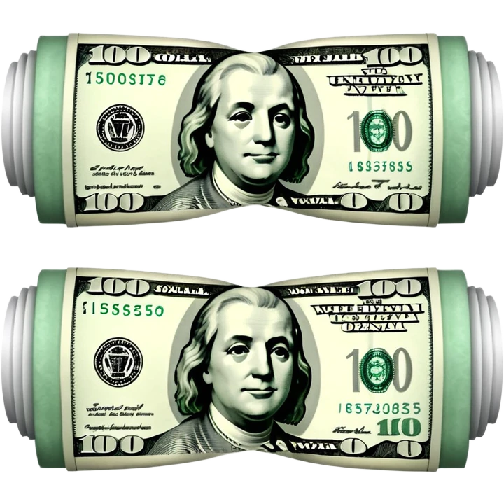 100$ Bill rolled to sniffing cokaine emoji