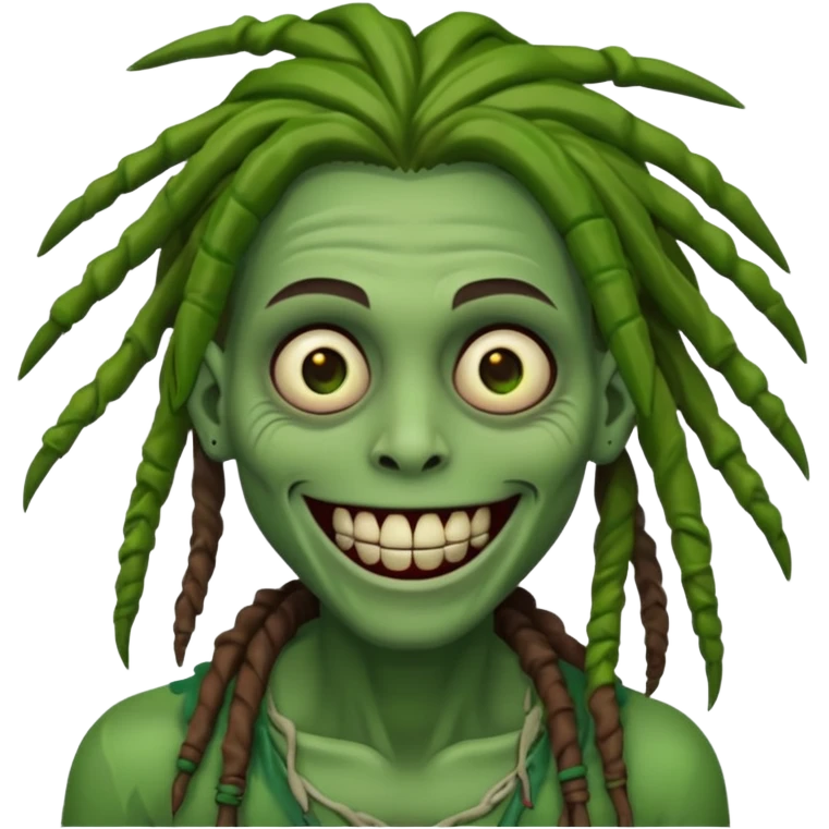 Make a image of a zombie with dreads make it like a emoticon not as sary emoji