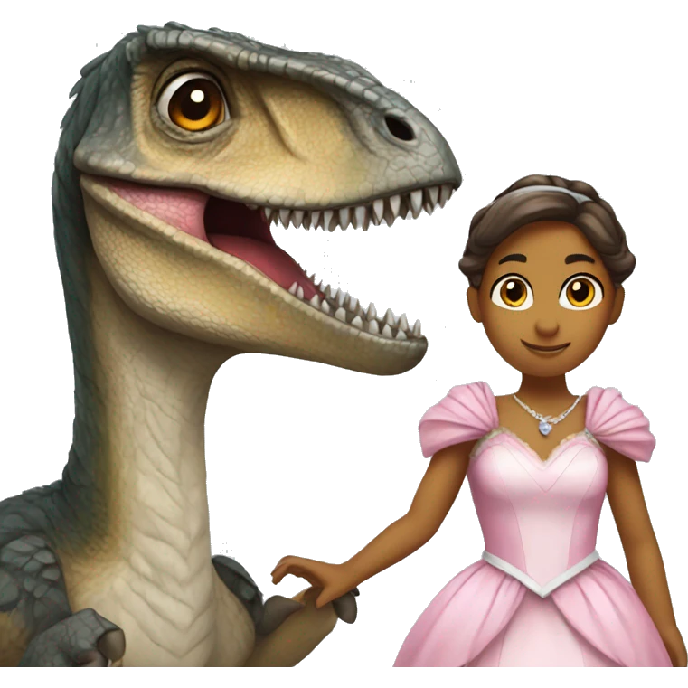 Velociraptor with a princess costume emoji