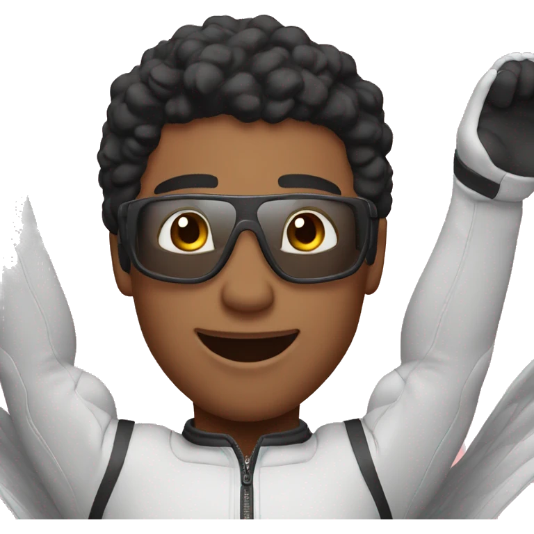 black hair guy with fair skin tone doing skydive emoji